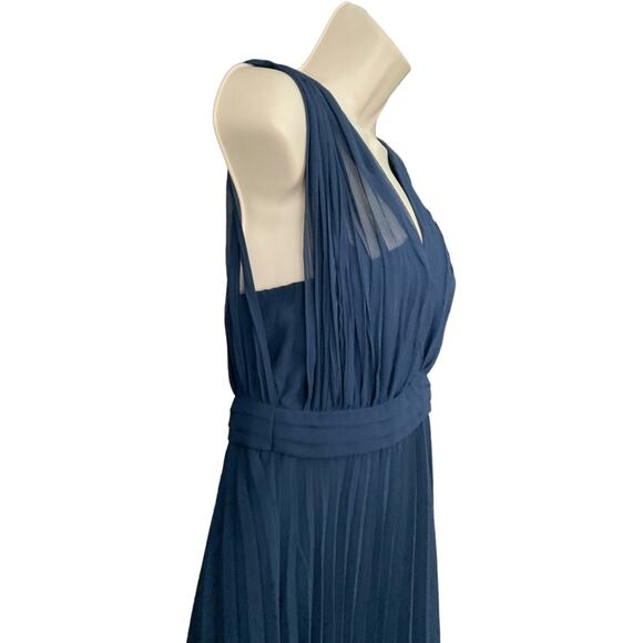 NWT ASOS Plissé Pleated Navy Chiffon Sleeveless Maternity Midi Dress Size 6 - Picture 4 of 9